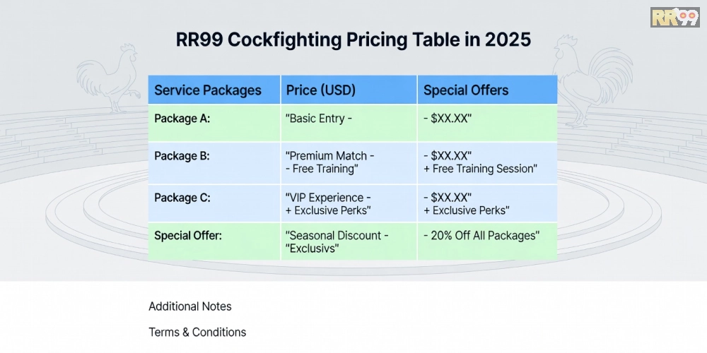 Bảng giá dịch vụ đá gà quốc tế rr99 cập nhật mới nhất năm 2025
