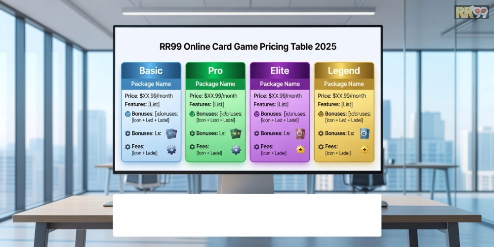 Hình ảnh bảng giá chi tiết các gói chơi game bài online rr99 năm 2025