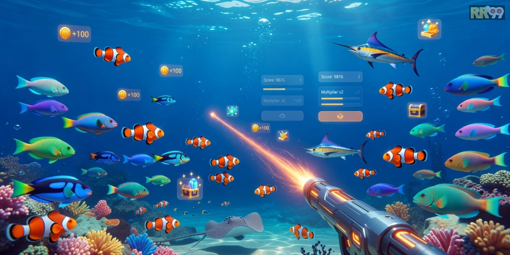 Hình minh họa khái niệm bắn cá đổi thưởng rr99 với giao diện sống động