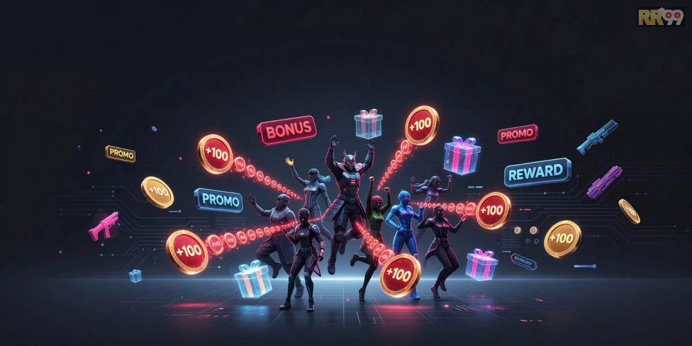 Hình minh họa khái niệm game khuyến mãi rr99 với các yếu tố ưu đãi hấp dẫn và giao diện hiện đại.