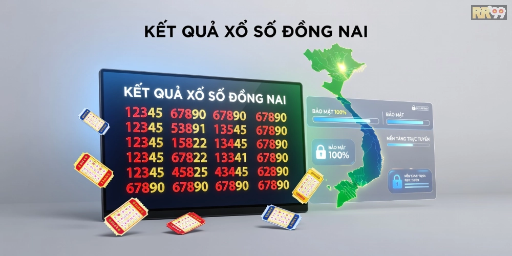 Minh họa tổng quan về xổ số Đồng Nai trên nền tảng RR99 với giao diện hiện đại
