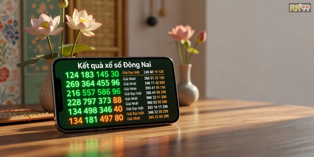 Ảnh hiển thị kết quả xổ số Đồng Nai realtime trên màn hình di động