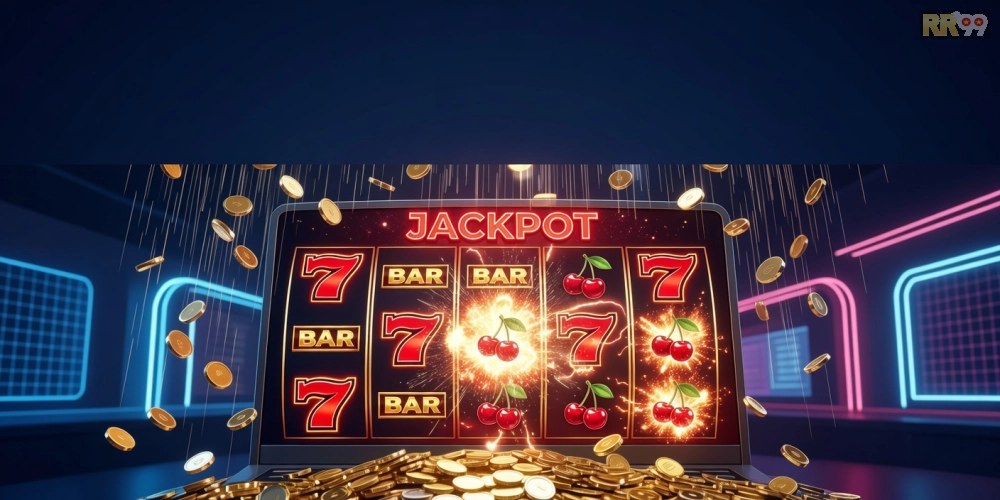 Khái niệm nổ hũ đổi thưởng rr99 được minh họa qua giao diện trò chơi slot hiện đại