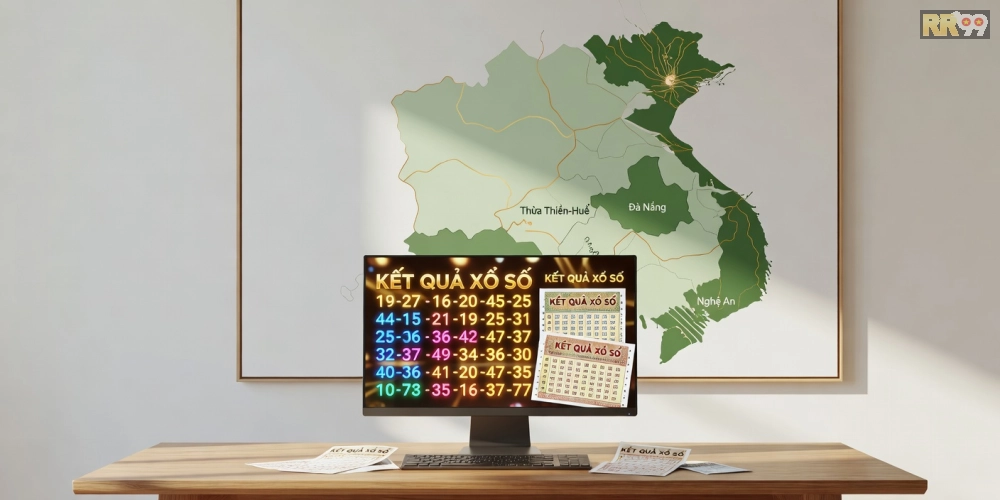 Minh họa kết quả xổ số miền Trung cập nhật realtime trên nền tảng rr99